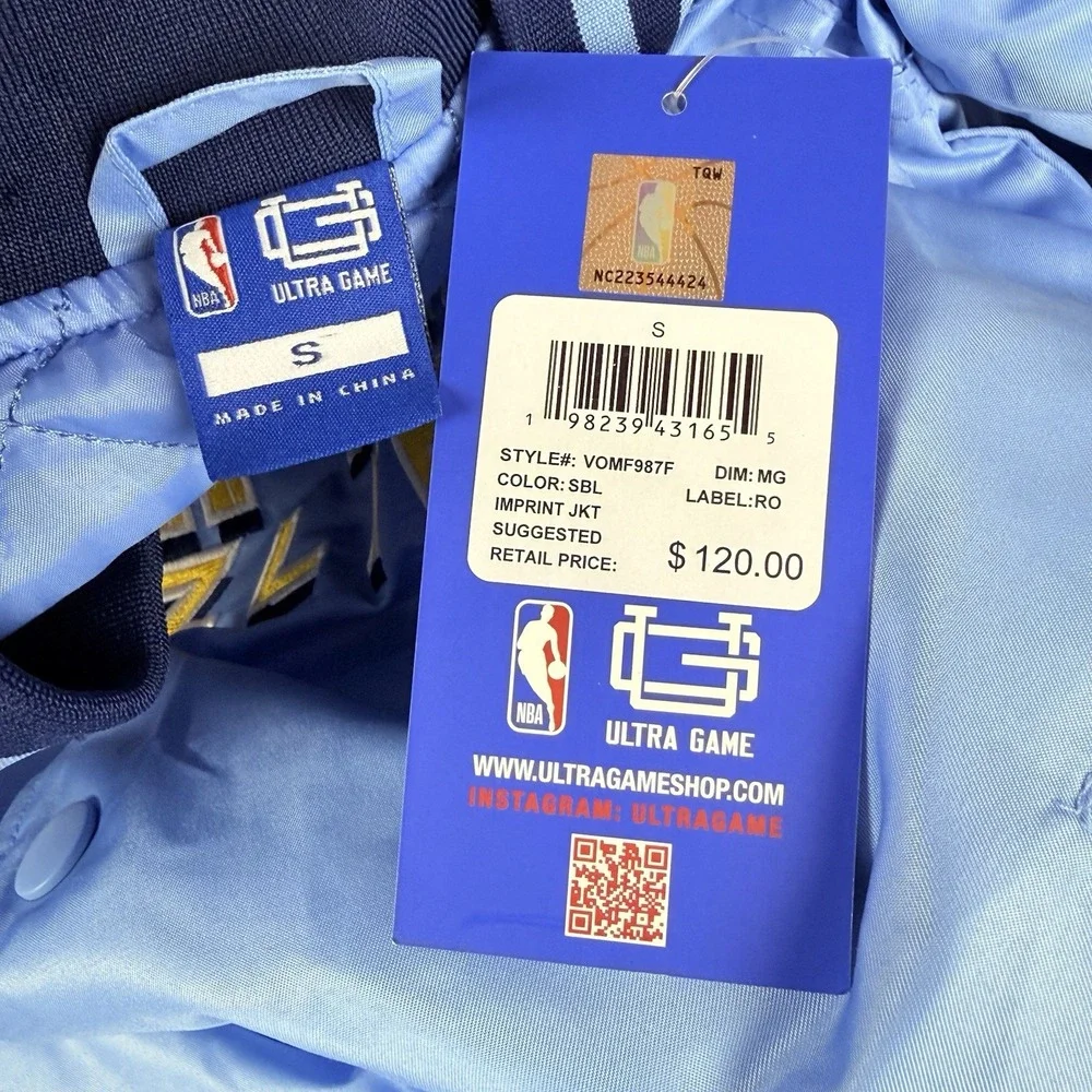 Memphis Grizzlies NBA Ultra Game Retro Varsity Jacket Men's Small Blue New $120